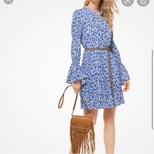 MICHAEL KORS Floral Crepe Shirtdress NWT